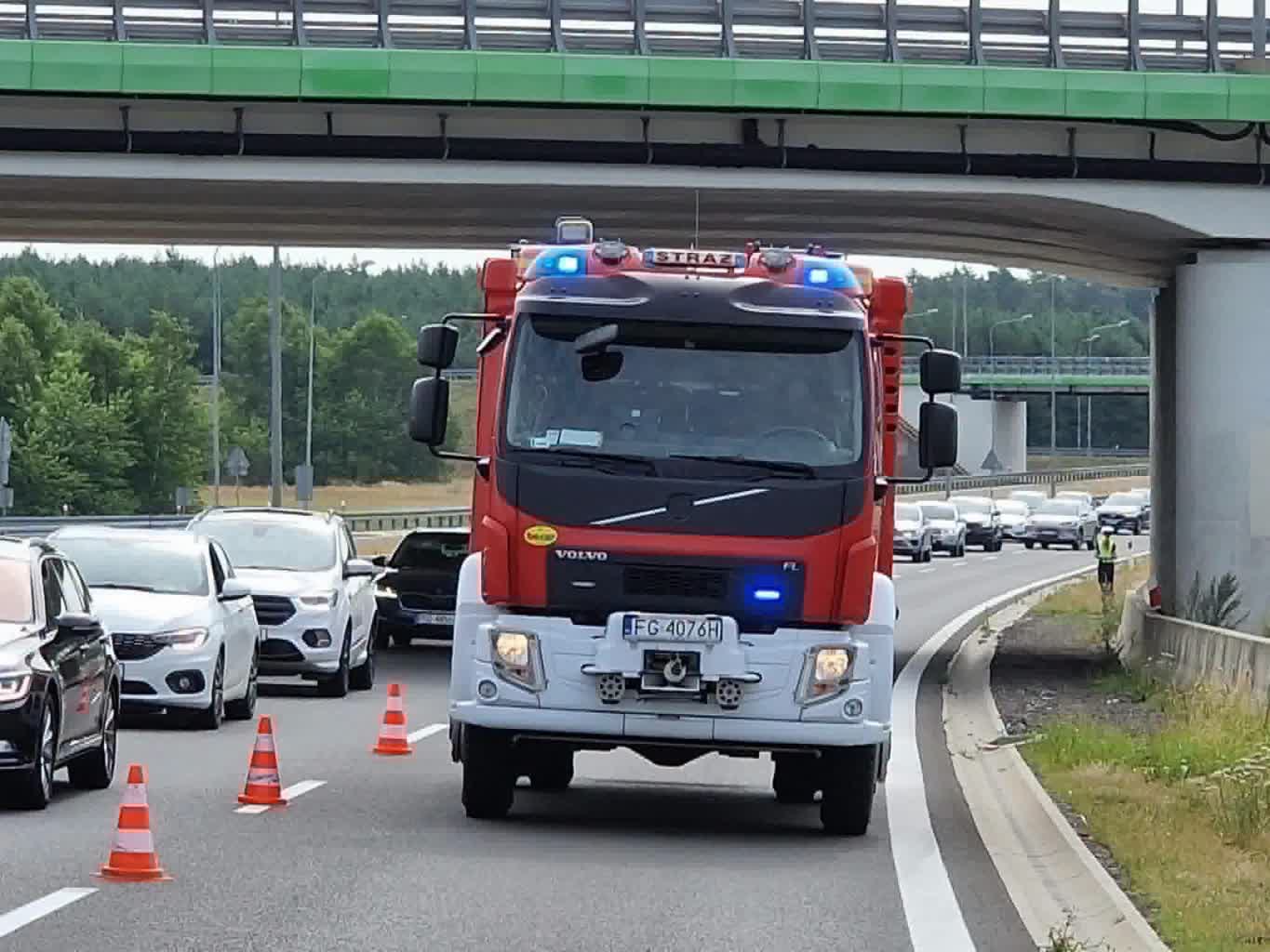 Po kolizji na S3 w pobliżu Skwierzyny ruch kierunku Gorzowa Wlkp. jednym pasem