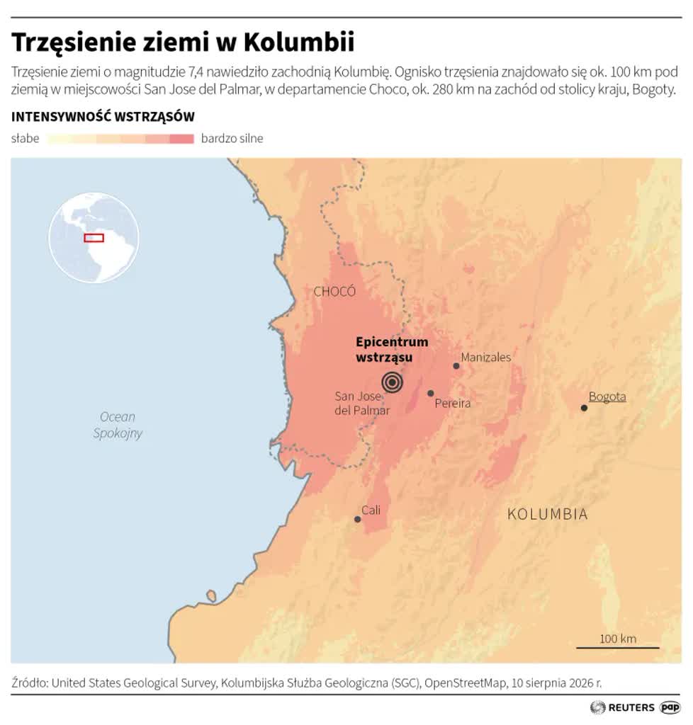 Rośnie liczba ofiar i zaginionych po trzęsieniu ziemi w Kolumbii
