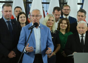 Jarosław Kaczyński, Przemysław Czarnek, Sławomir Skwarek. Fot. PAP/Piotr Nowak