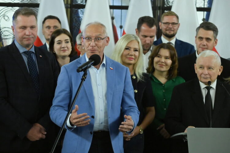 Jarosław Kaczyński, Przemysław Czarnek, Sławomir Skwarek. Fot. PAP/Piotr Nowak