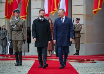 Milatović podziękował za wsparcie, jakie Polska daje jego krajowi na drodze do integracji europejskiej. Fot. Mikołaj Bujak/KPRP