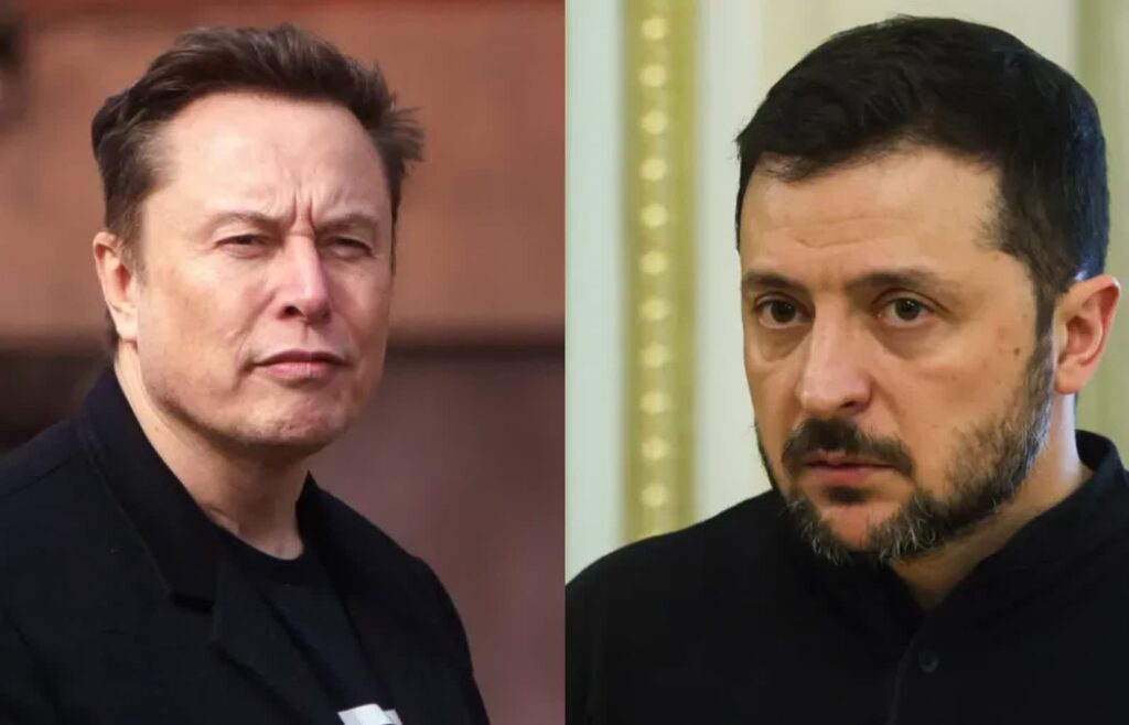 Elon Musk i Wołodymyr Zełenski. Fot. PAP/Viktor Kovalchuk/EPA/WILL OLIVER