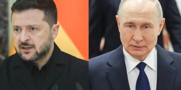 Prezydent Ukrainy Wołodymyr Zełenski i przywódca Rosji Władimir Putin. Fot. PAP/EPA/ALEXANDER KAZAKOV / SPUTNIK / KREMLIN POOL