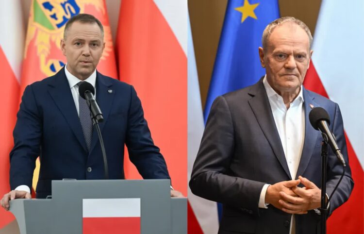 Karol Nawrocki (L) i Donald Tusk (P). Fot. PAP/Radek Pietruszka/Radek Pietruszka